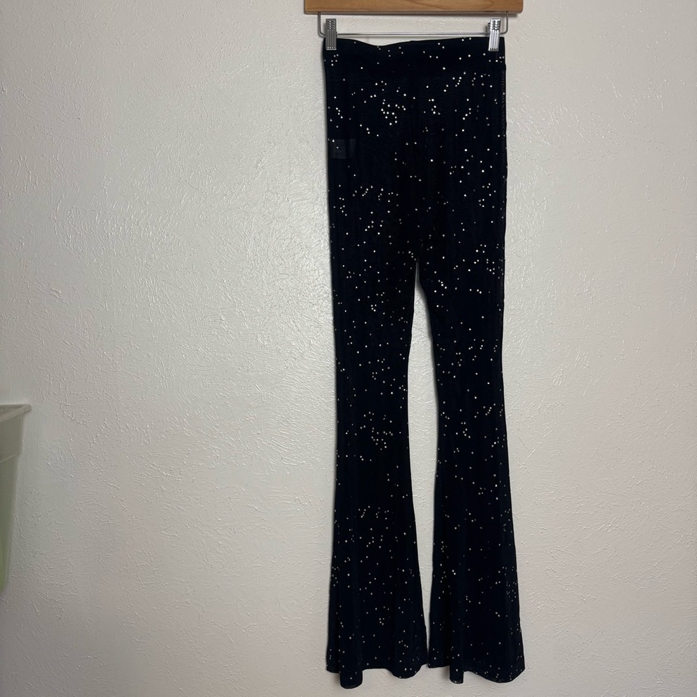 Sheer High Rise Sparkle Flare Leggings - Picture 1 of 9